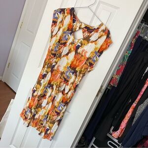 Maple Some Odd Rubies Print Button Accent Dress